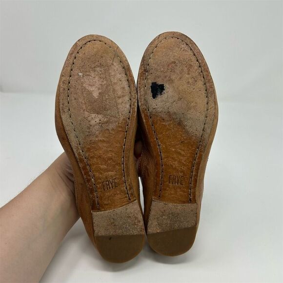 Frye Carson Ballet Flat Cognac Tan Brown Leather Slip-On Casual Shoes Size 7 - Picture 9 of 13